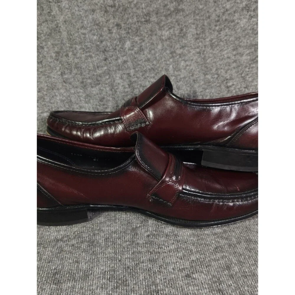 Florsheim Como Strap Loafers Mens 11.5 B Burgundy Leather Slip On Dress Shoes